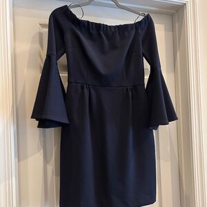 Trina Turk off the should, flare sleeve dress